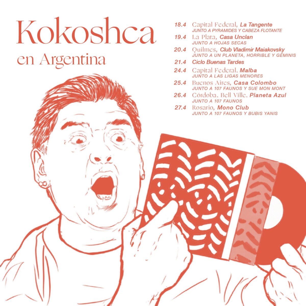 Kokoshca de gira por Argentina