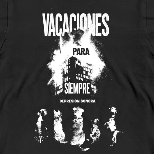 Camiseta Negra Depresión Sonora Vacaciones para Siempre