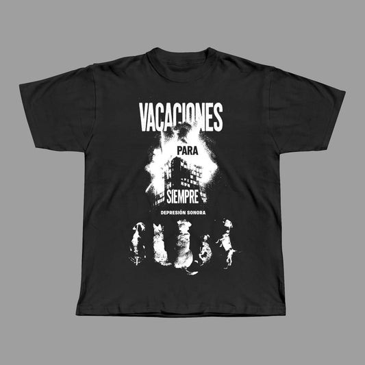 Camiseta Negra Depresión Sonora Vacaciones para Siempre