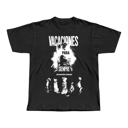Depresión Sonora - Camiseta Negra "Vacaciones para Siempre"